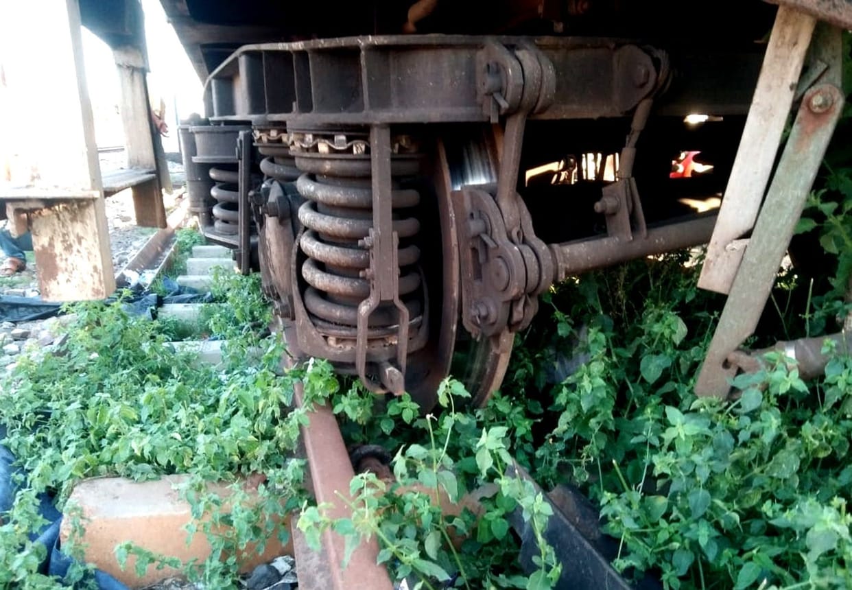 Derailed goods train