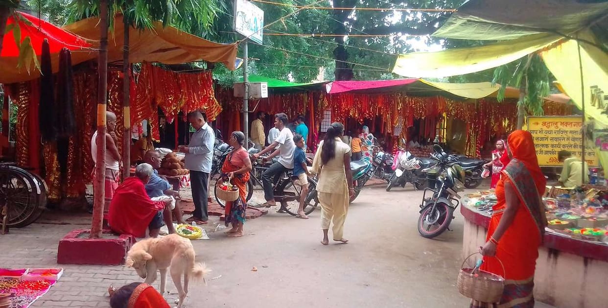 Devotees gathered to worship Mother Brahmacharini