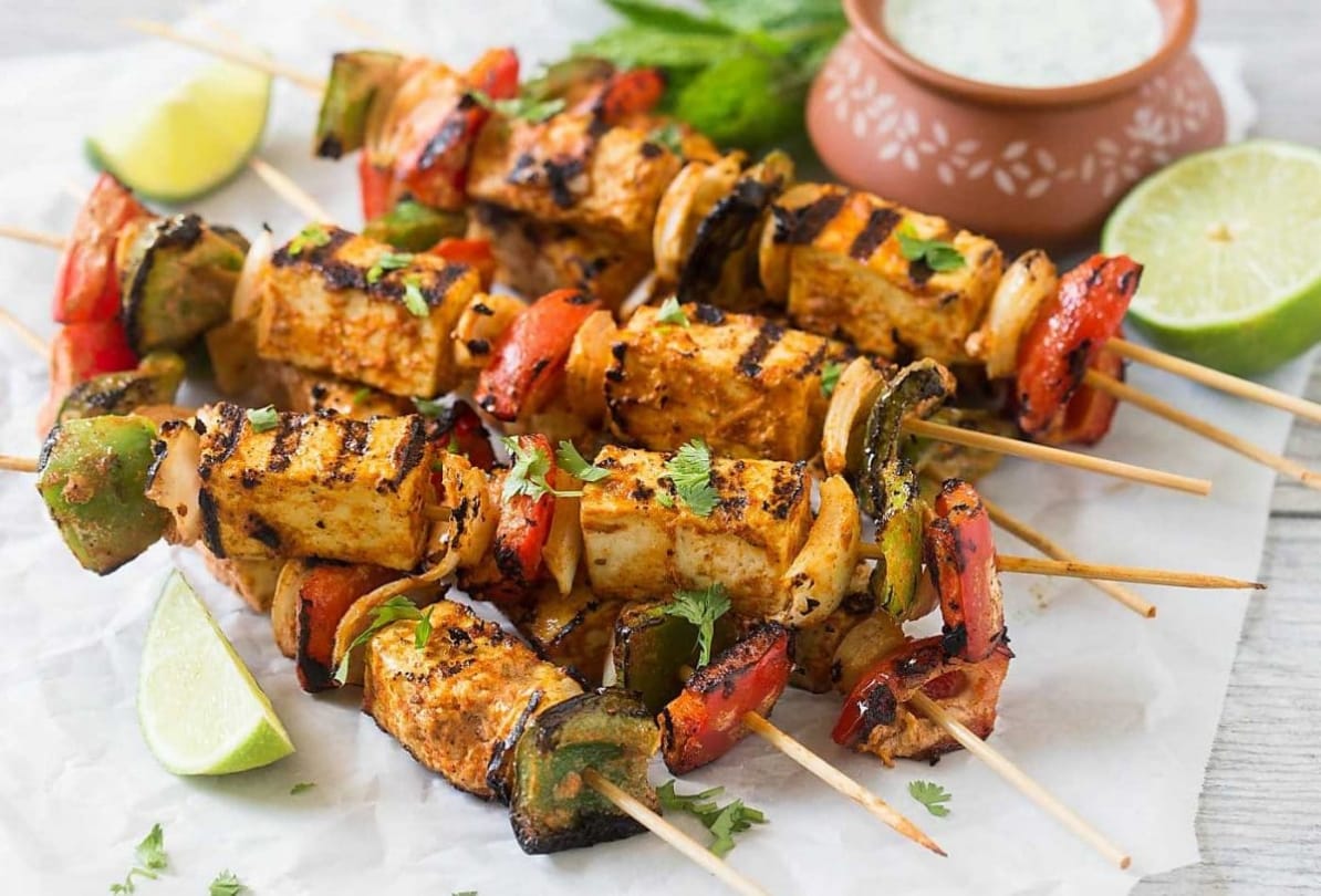 make garlic paneer tikka with green chutney here is the recipe