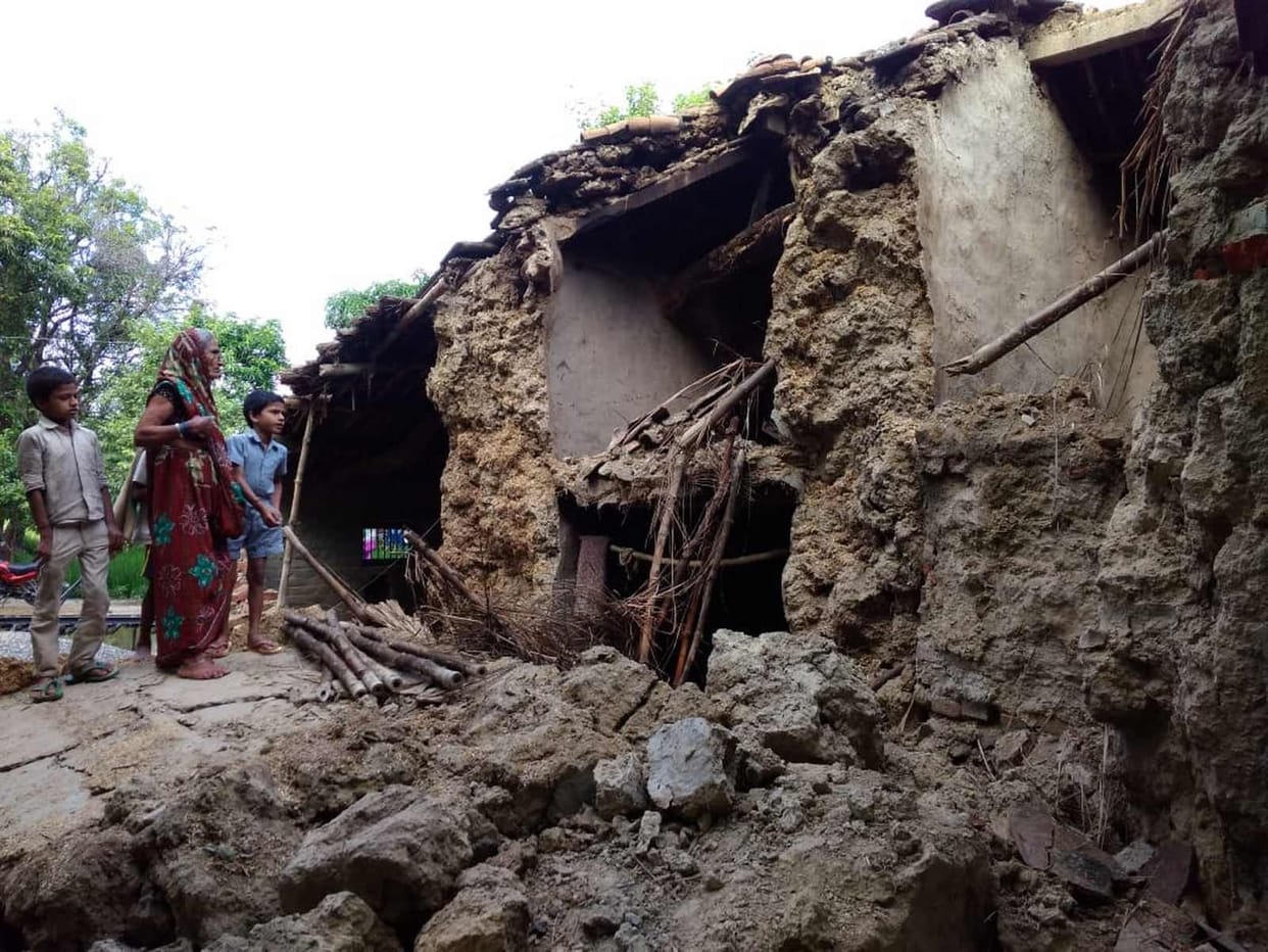 Three house collapsed due to heavy rainfall