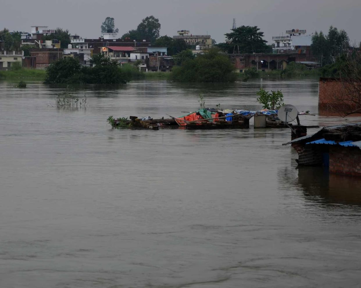 FLood like situation in lower area in azamgarh flooding in low-lying areas