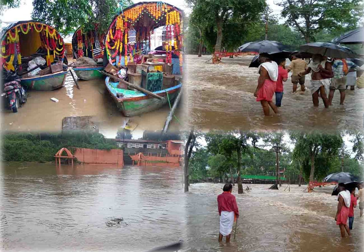 Mandakini river water level increased due to continuous rain in Chitrakoot