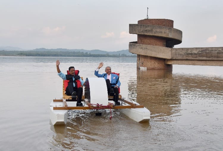 pierre genre designed padal boat in sukhna lake chandigarh