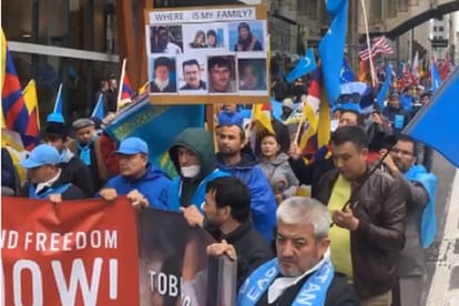 Uyghurs, Tibetans and Hongkongers gathered in Brussels to protest against Chinese oppression