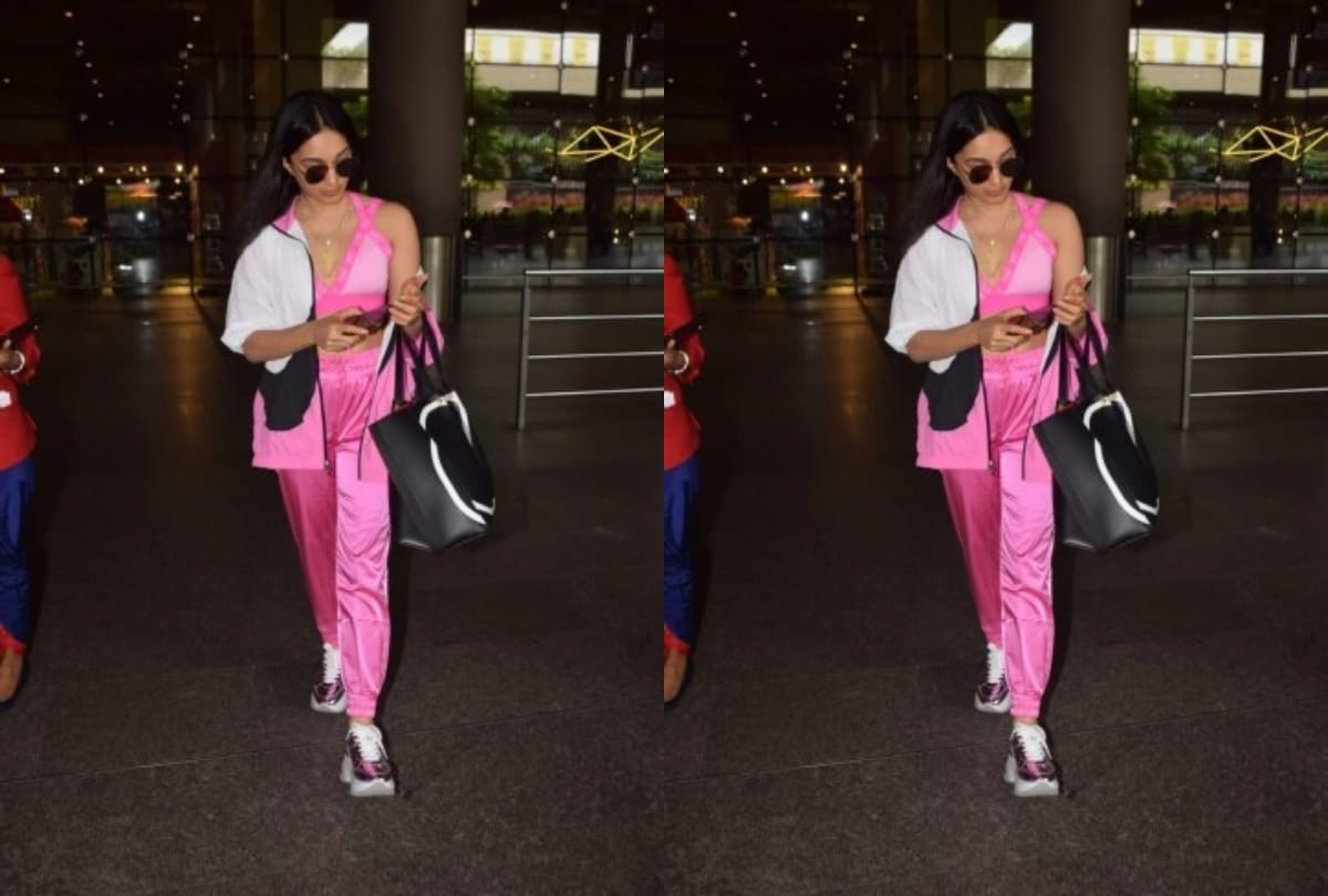 kiara look glam in pink sports bra and pajama with with rs 2 lakh bag