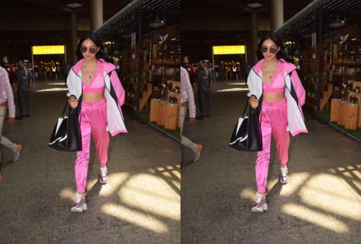 kiara look glam in pink sports bra and pajama with with rs 2 lakh bag