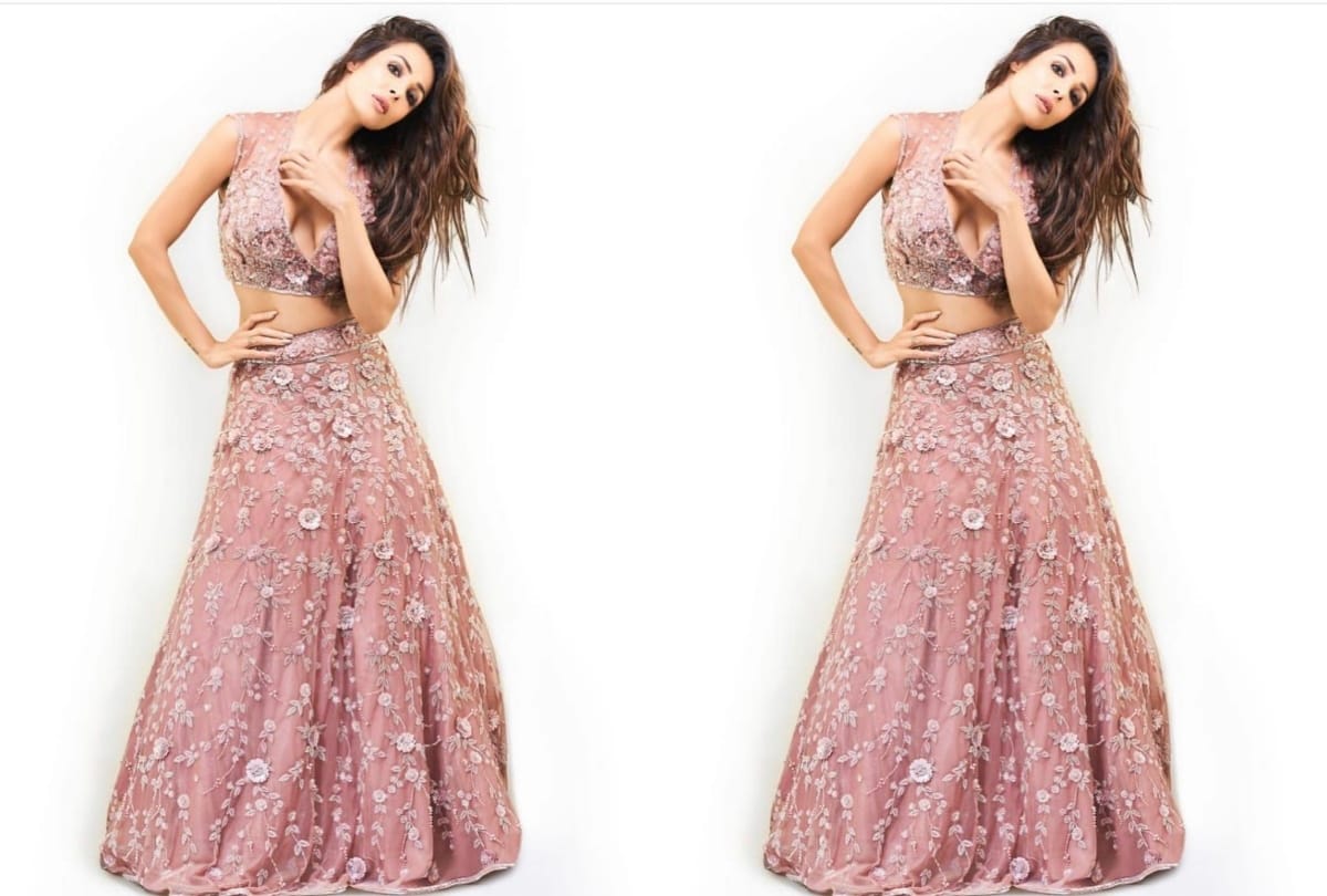 malaika arora latest photoshoot in red lehenga navratri
