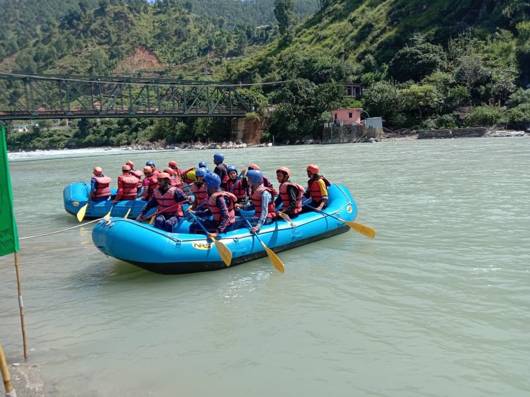 Rafting participants learned yoga
