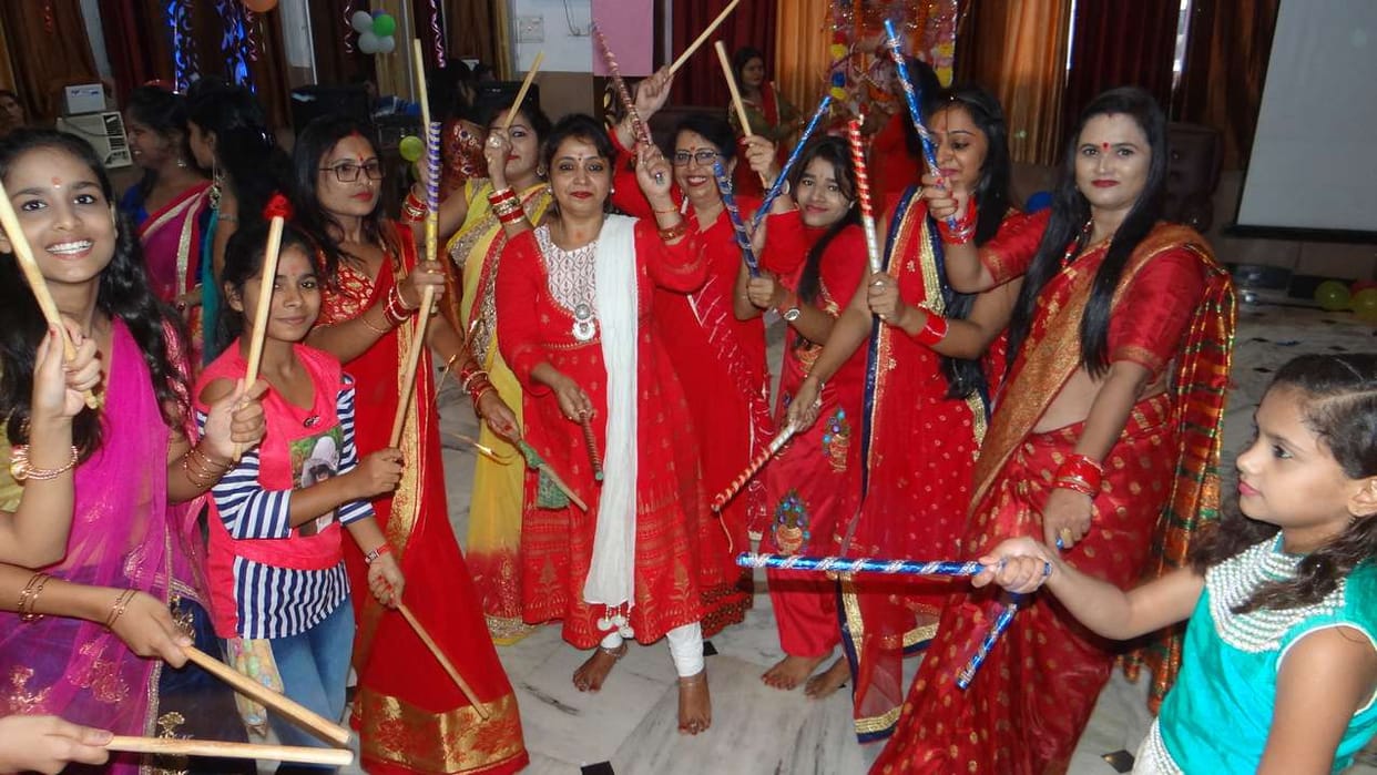 Women performed dandiya and garba dance