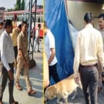 मेरठ में बस अड्डे पर चेकिंग अभियान चलाते पुलिस अधिकारी
