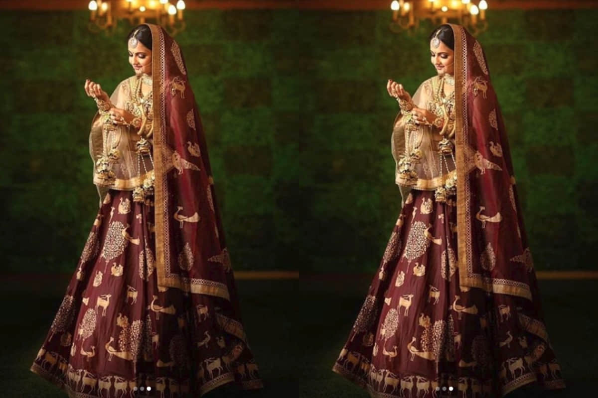 gopi bahu aka giaa manek looks beautiful in bridal lehenga by Reynu Taandon Couture Collection
