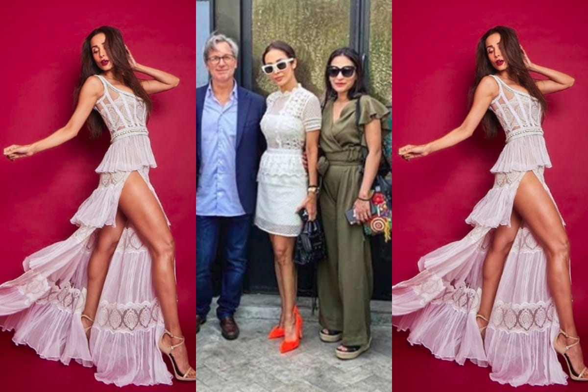 malaika arora looks vivacious and gorgeous in white knee length dress
