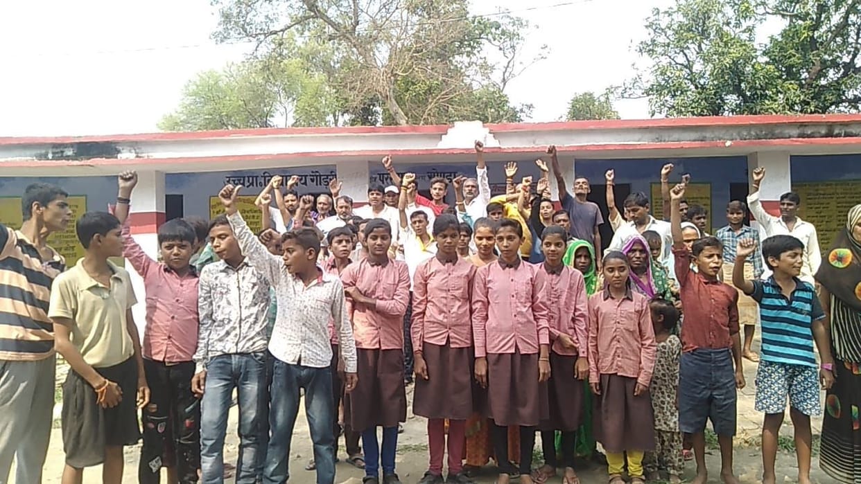 Angry villagers protested by blocking the school