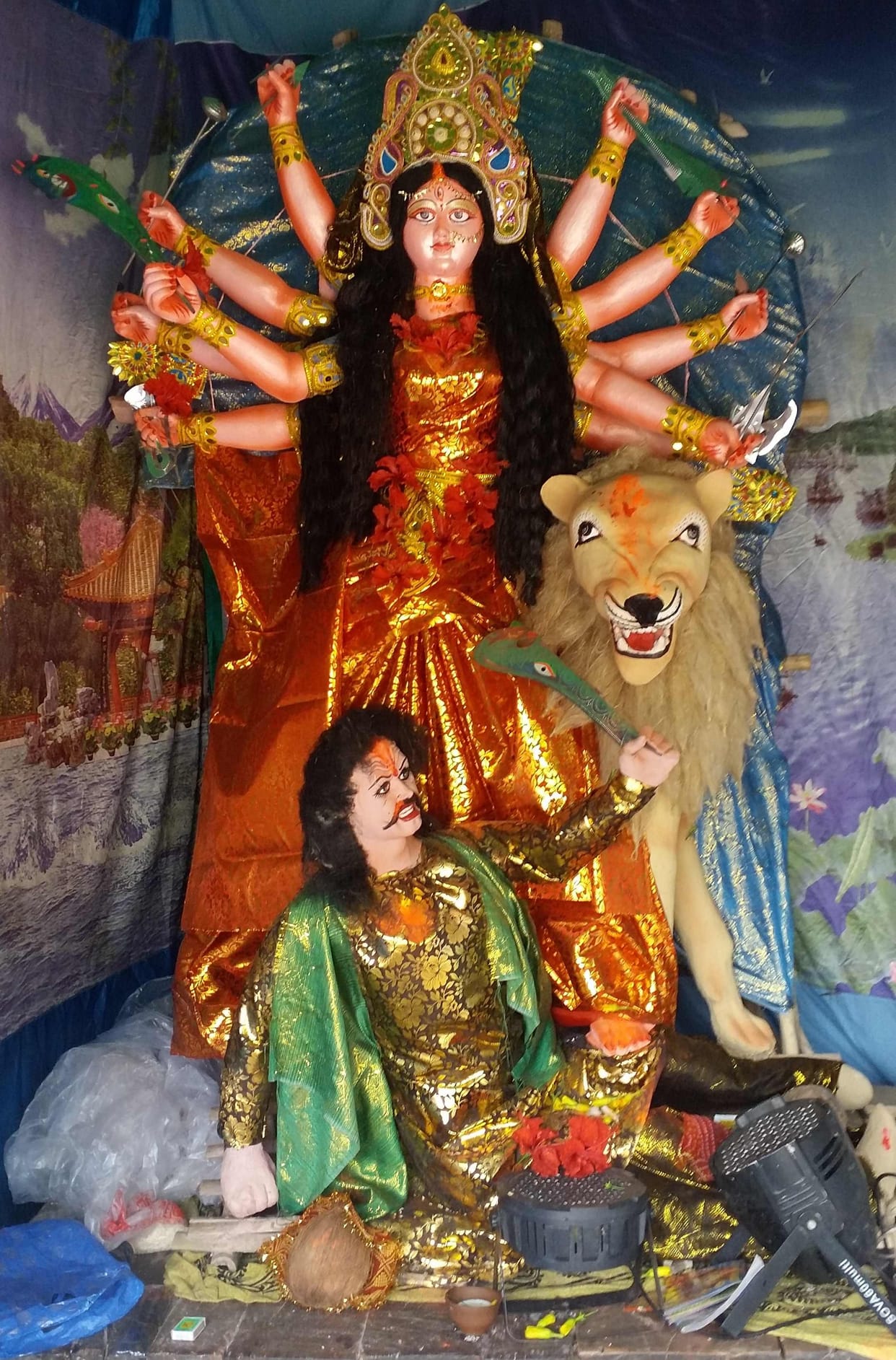Goddess statues started being installed in puja pandals