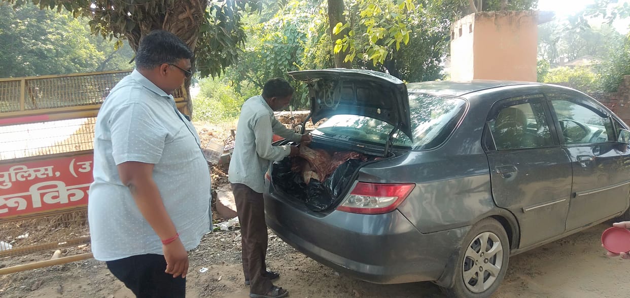 police caught meat loaded car
