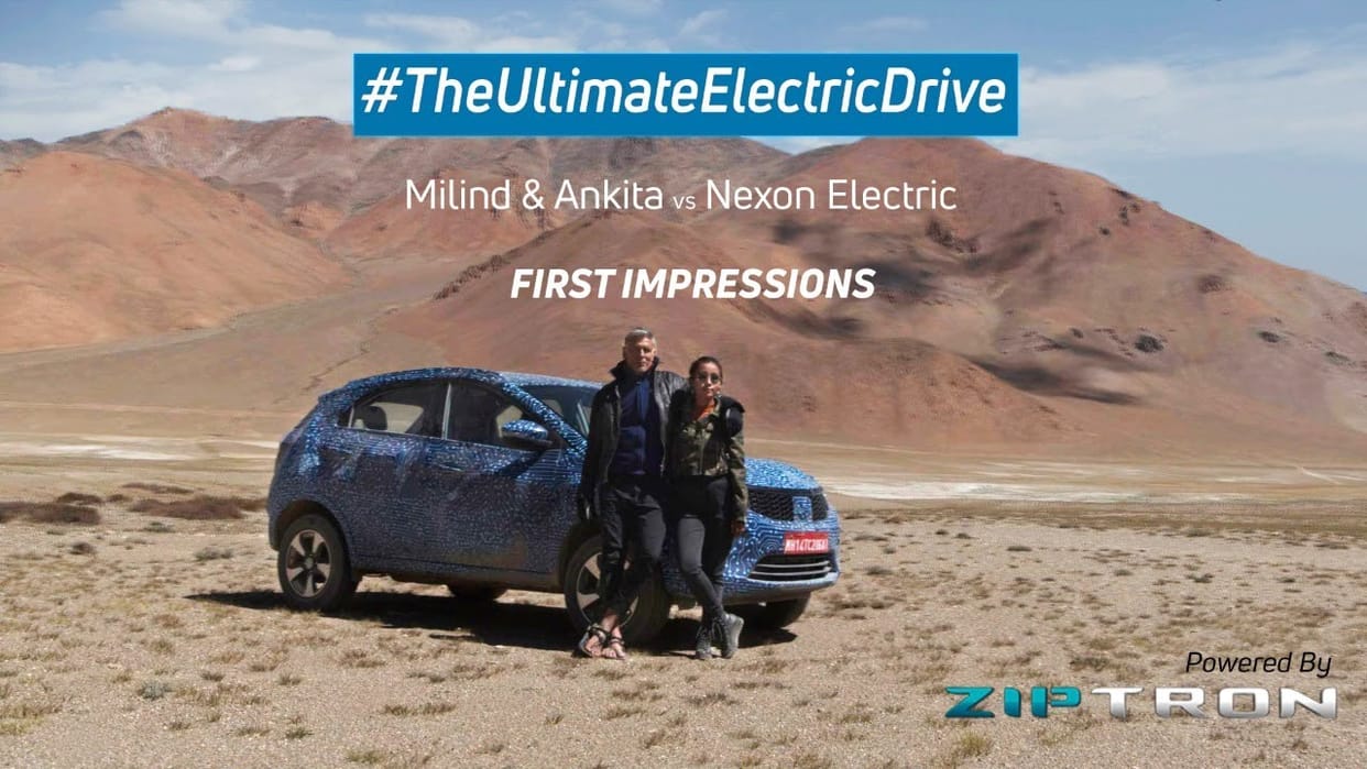 tata motors released the official video of tata Nexon Ev Electric, test driven by Milind Soman