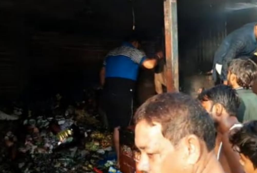 Fire in a general store in Hasanganj in Lucknow.