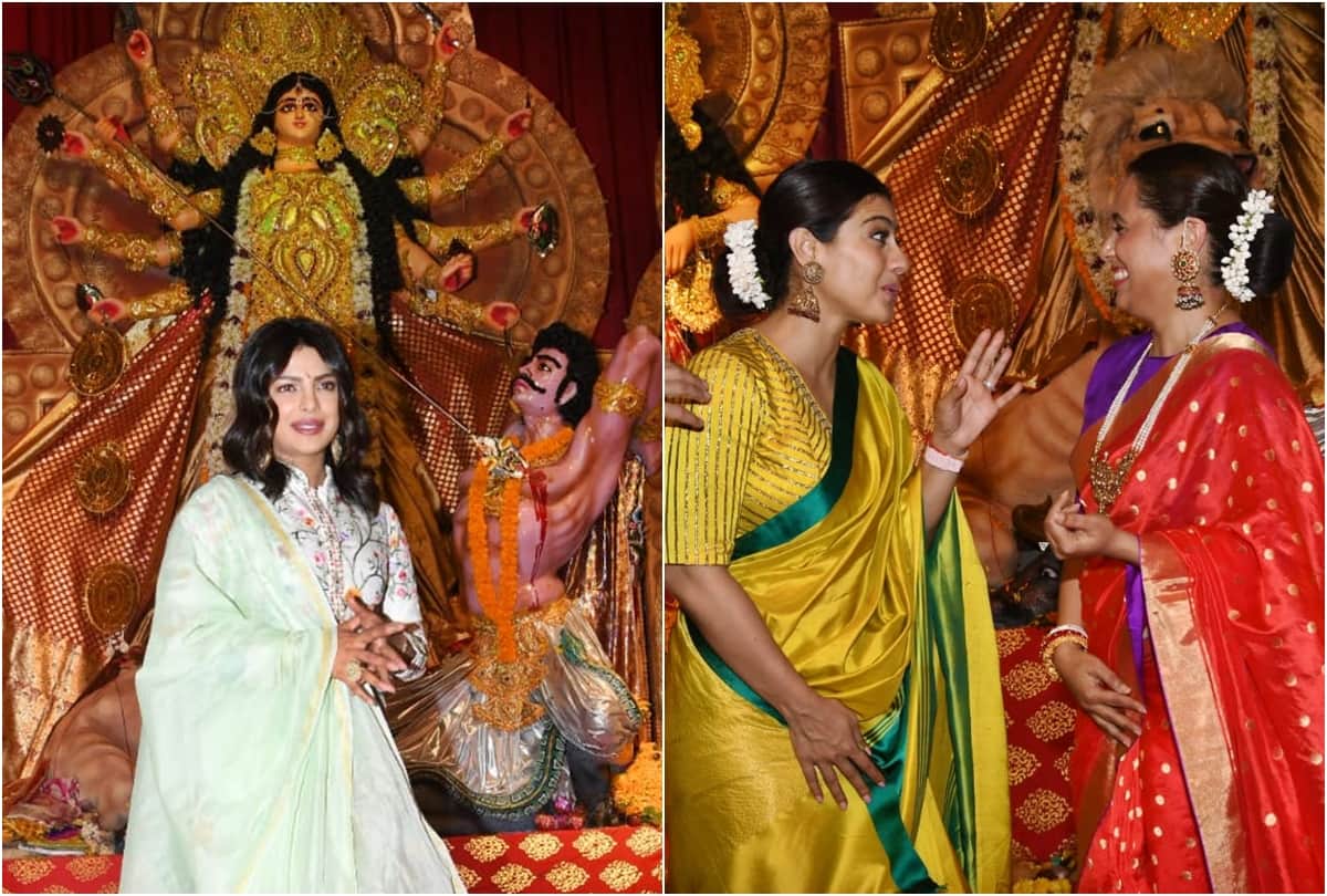Kajol Rani Mukherjee Priyanka Chopra Ayan at Durga Puja Pandal