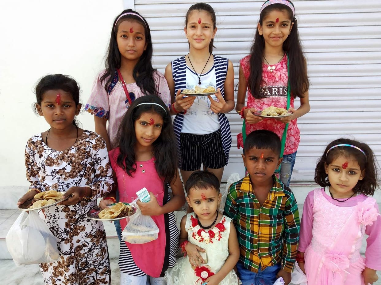 Mahagauri puja went from house to house, food was served to the girls