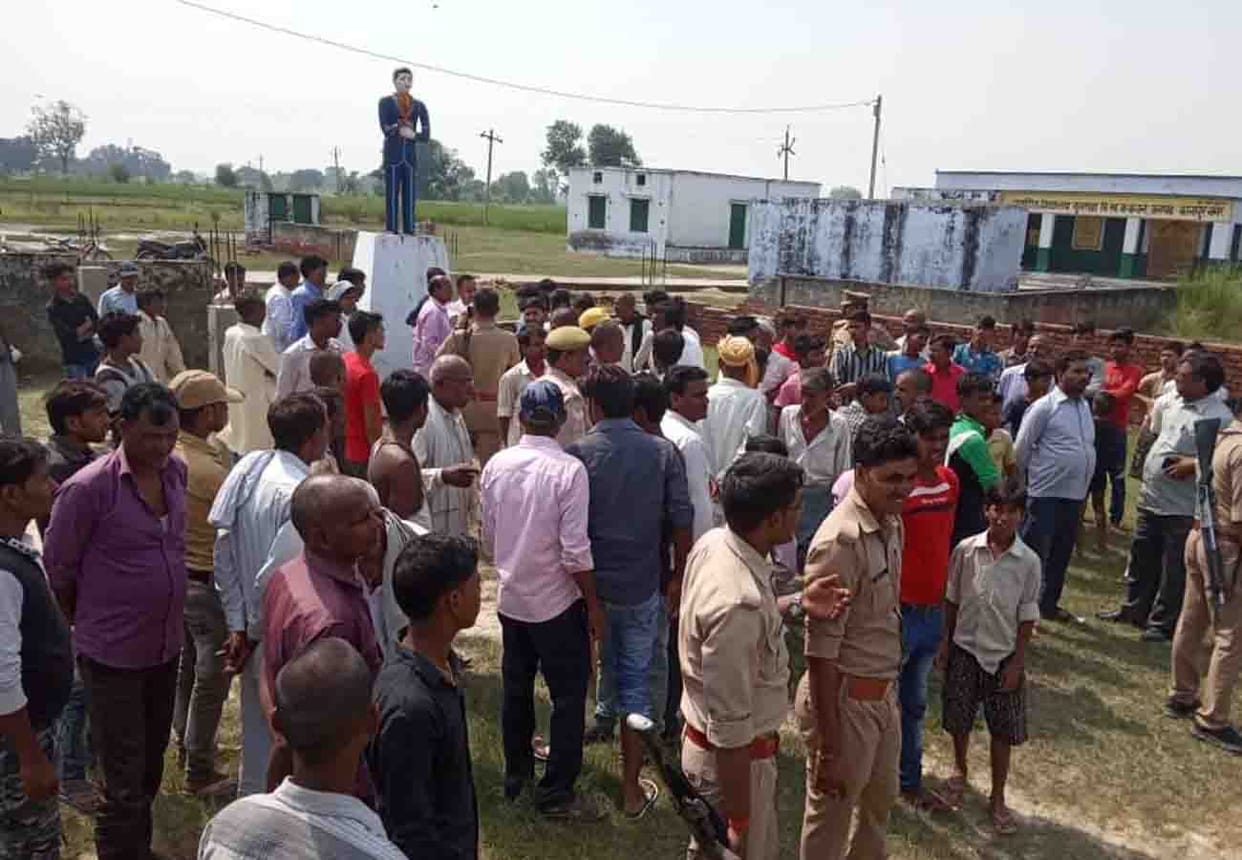 Babasaheb statue damaged by some miscreants elements