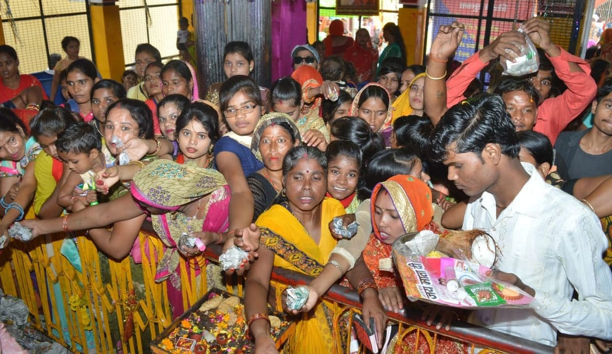 Kanyabhoja with Siddhidatri worship, devotees gathered