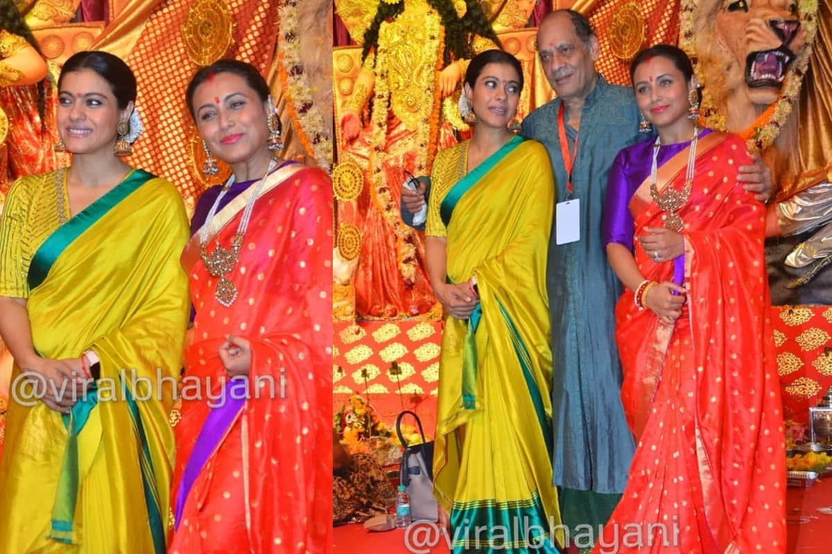 durga puja 2019 bollywood celebrities rani mukerji kajol devgan looks stunning in saree