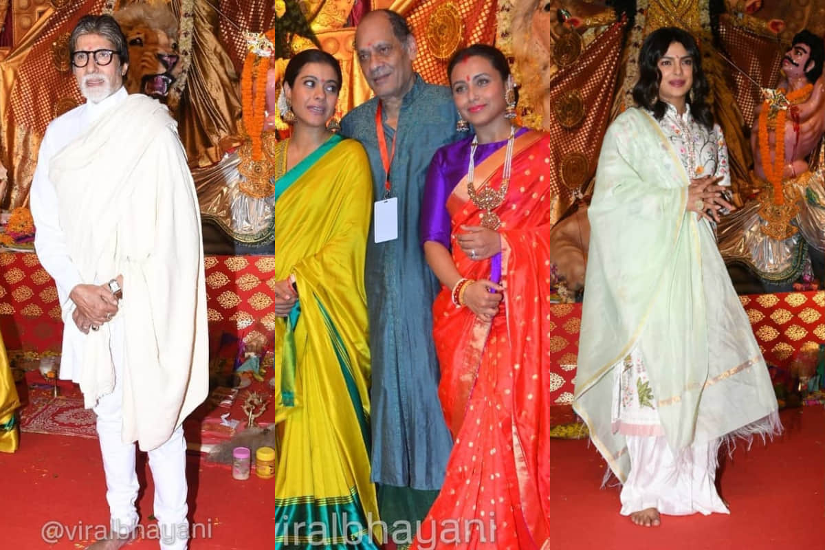 durga puja 2019 bollywood celebrities rani mukerji kajol devgan looks stunning in saree