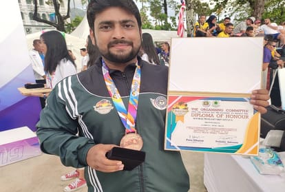 Sooraj Prakash Srivastava won bronze in 1st World Beach Pencak Silat Championship 2019 at phuket