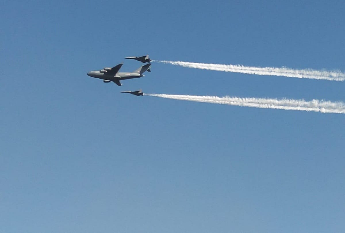 Abhinandan Varthaman during 87th Indian Air force day celebration MIG 20 Chinook Apache Dakota