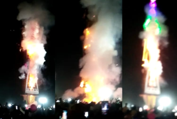 dussehra 2019, World's tallest Ravana Dahan At Dhanas Of Chandigarh