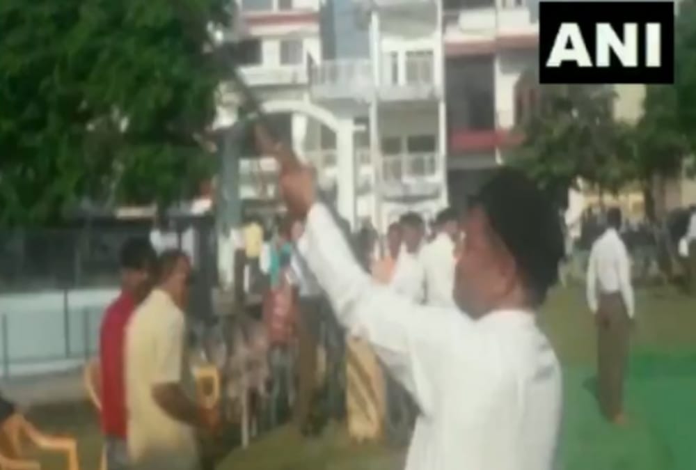 Celebratory firing during RSS function in Sitapur.