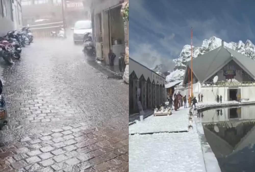 Hailstorm And rain in mussoorie Snowfall in badrinath cold Weather increased photos
