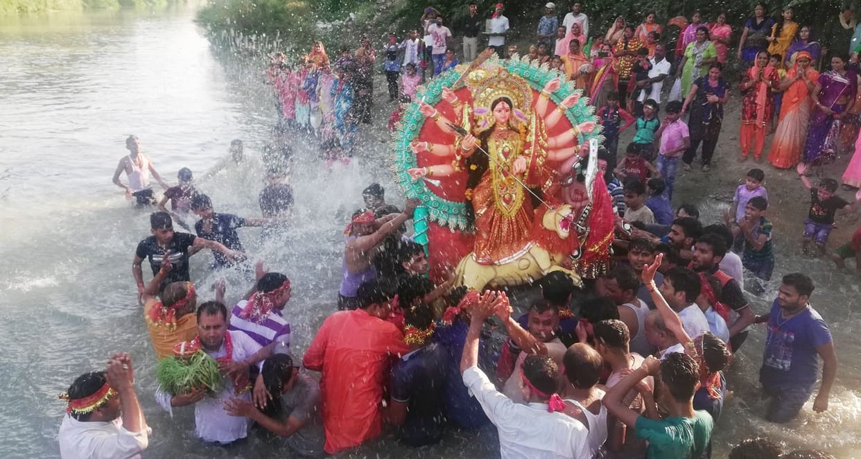 the maa durga valediction after procession