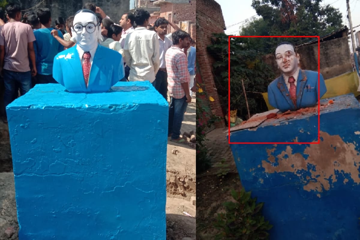 Anger over Ambedkar's statue being damaged