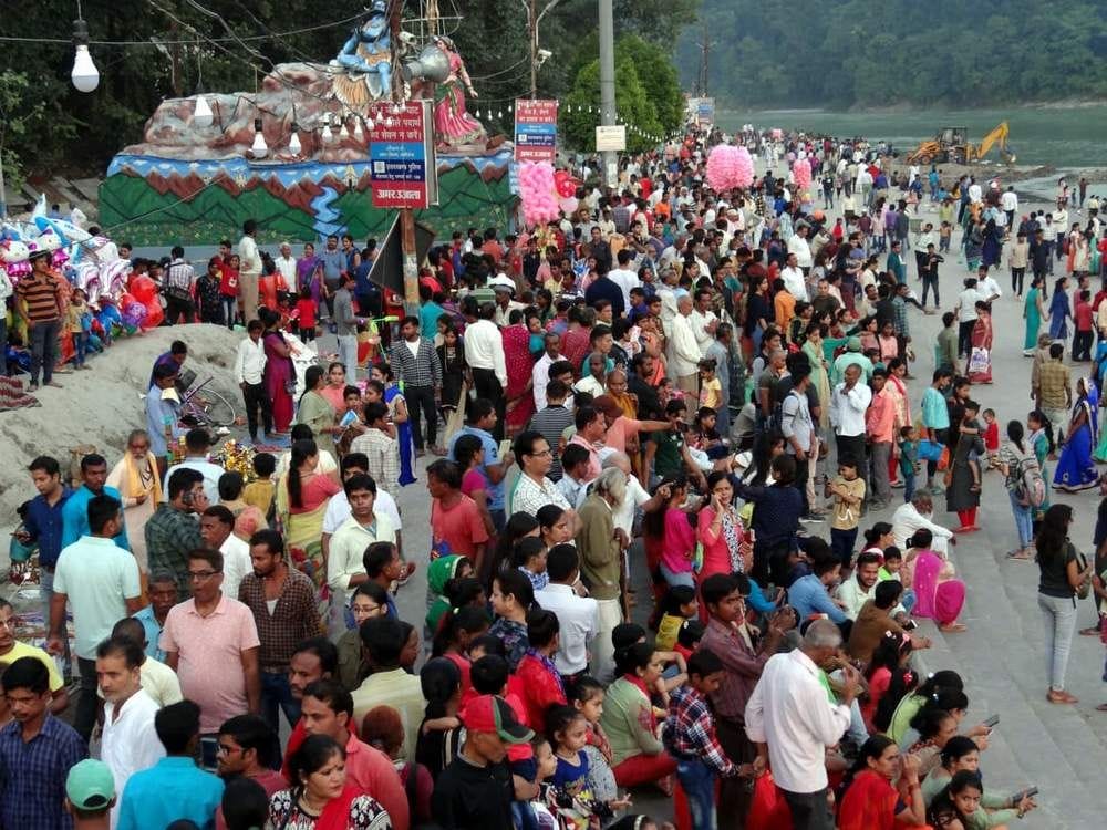 Burning 60 feet of fire at the Triveni Ghat
