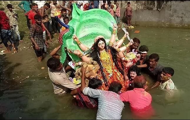 Durga idols were immersed