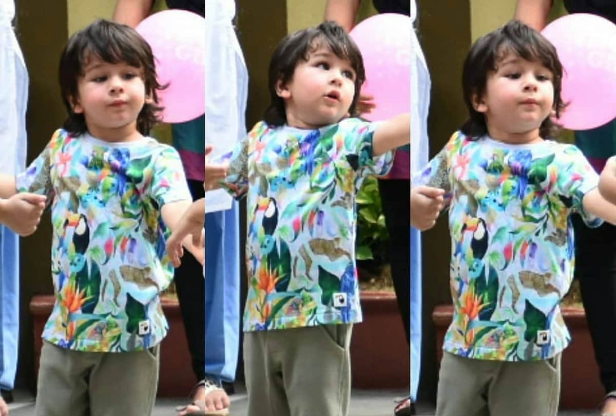 saif ali khan son taimur ali khan asked a question to reporter on live tv