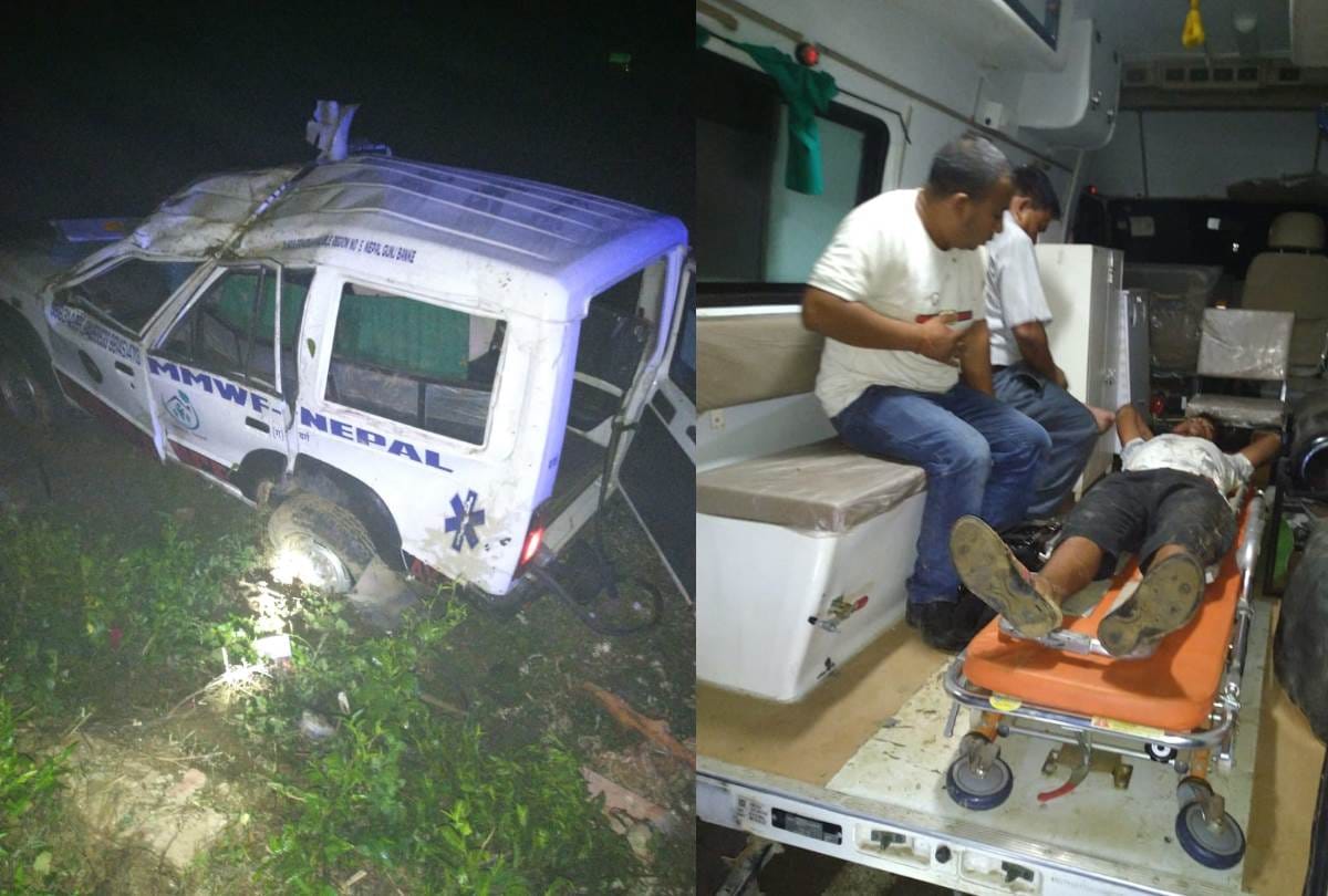 ambulance met an accident in bahraich while taking patient to nepal