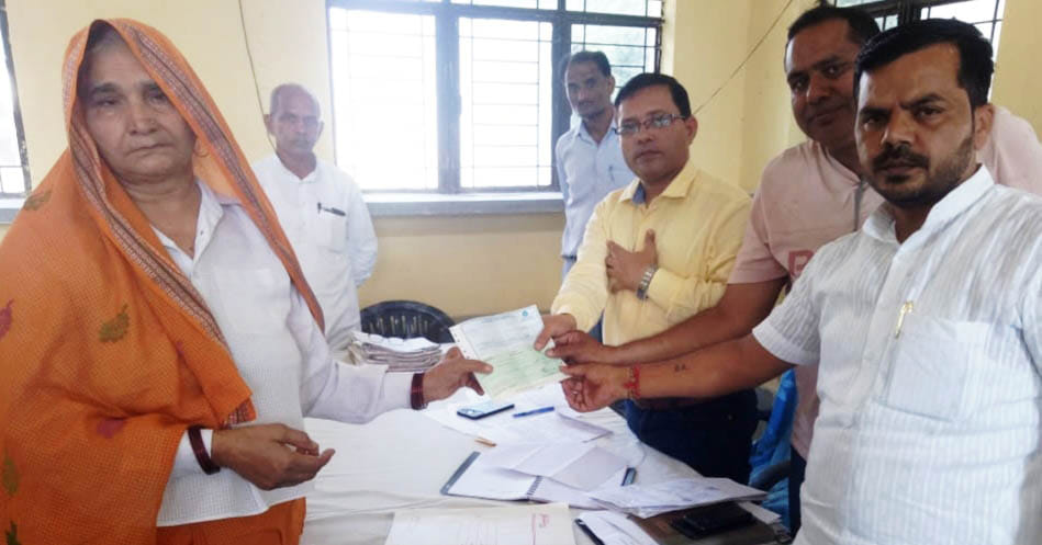 Check given to wife of deceased farmer
