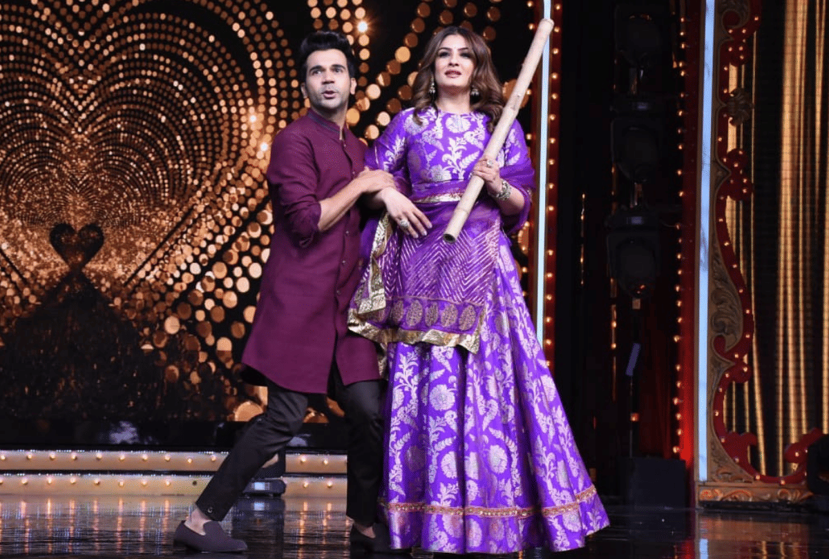 rajkumar rao enjoy with raveena tandon on nach baliye 9 set