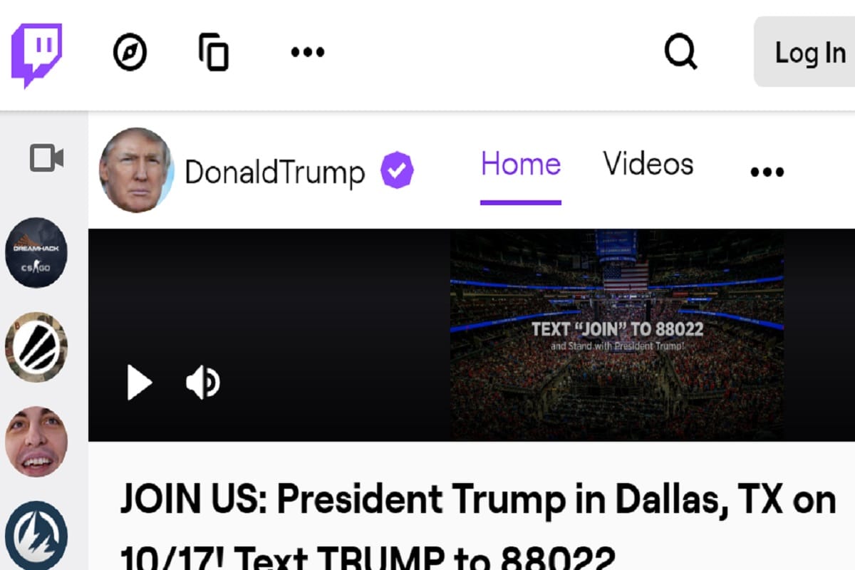 US President Donald Trump Joins Amazon's Twitch Platform