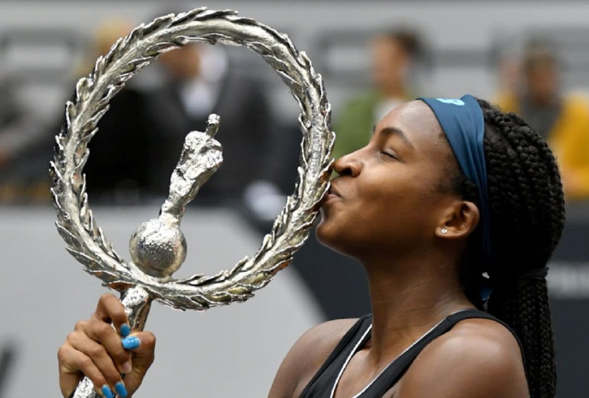 Coco Gauff beat Jelena Ostapenko and become the youngest player to win a WTA title in 15 years.