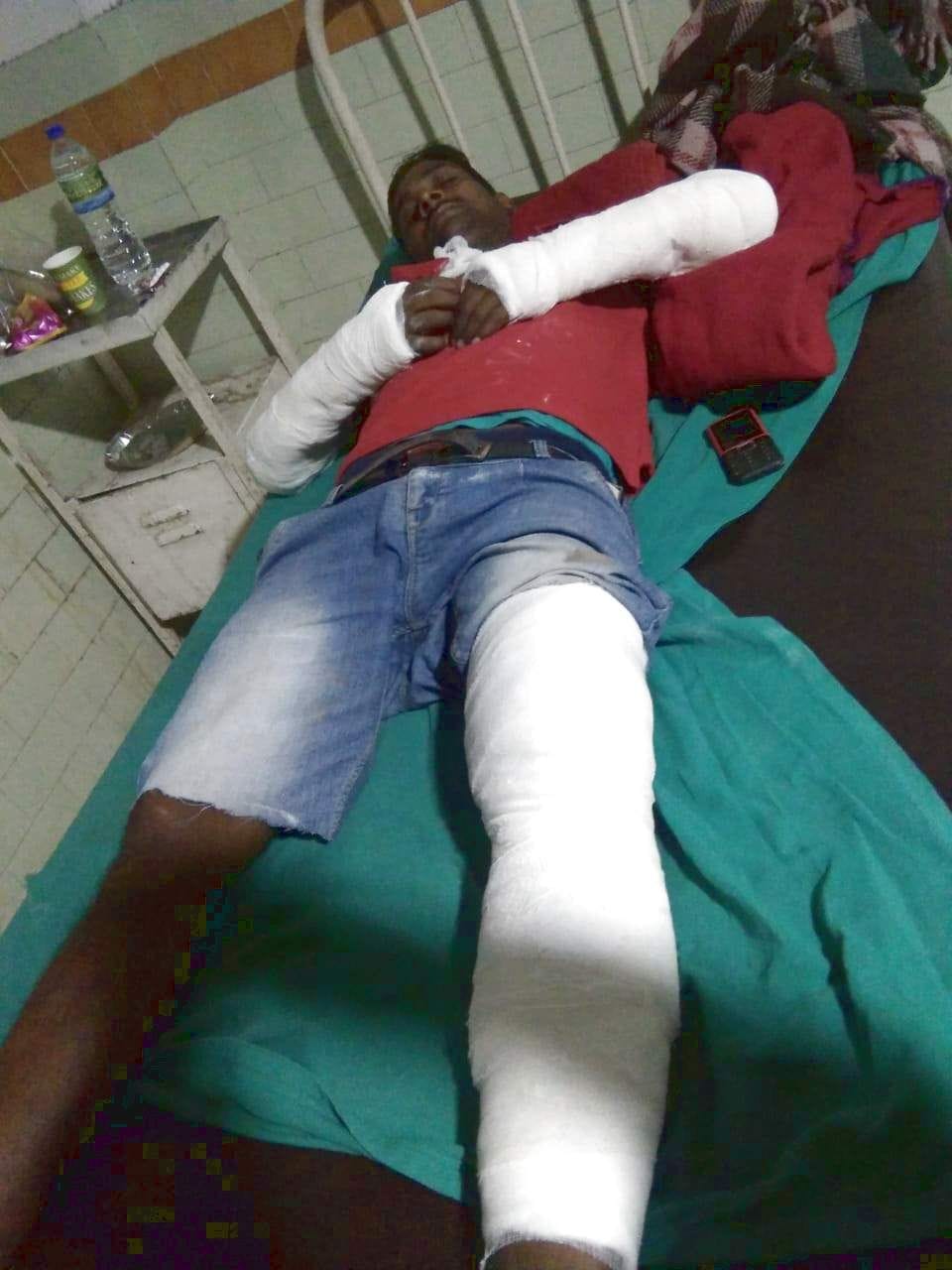 The mason who was returning home from work was beaten