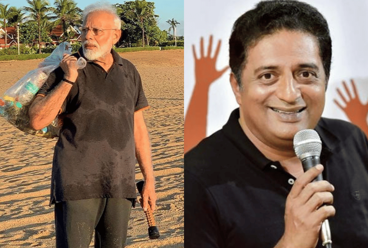 prakash raj tweet over  PM Modi Does Plogging In Beach Of Mahabalipuram