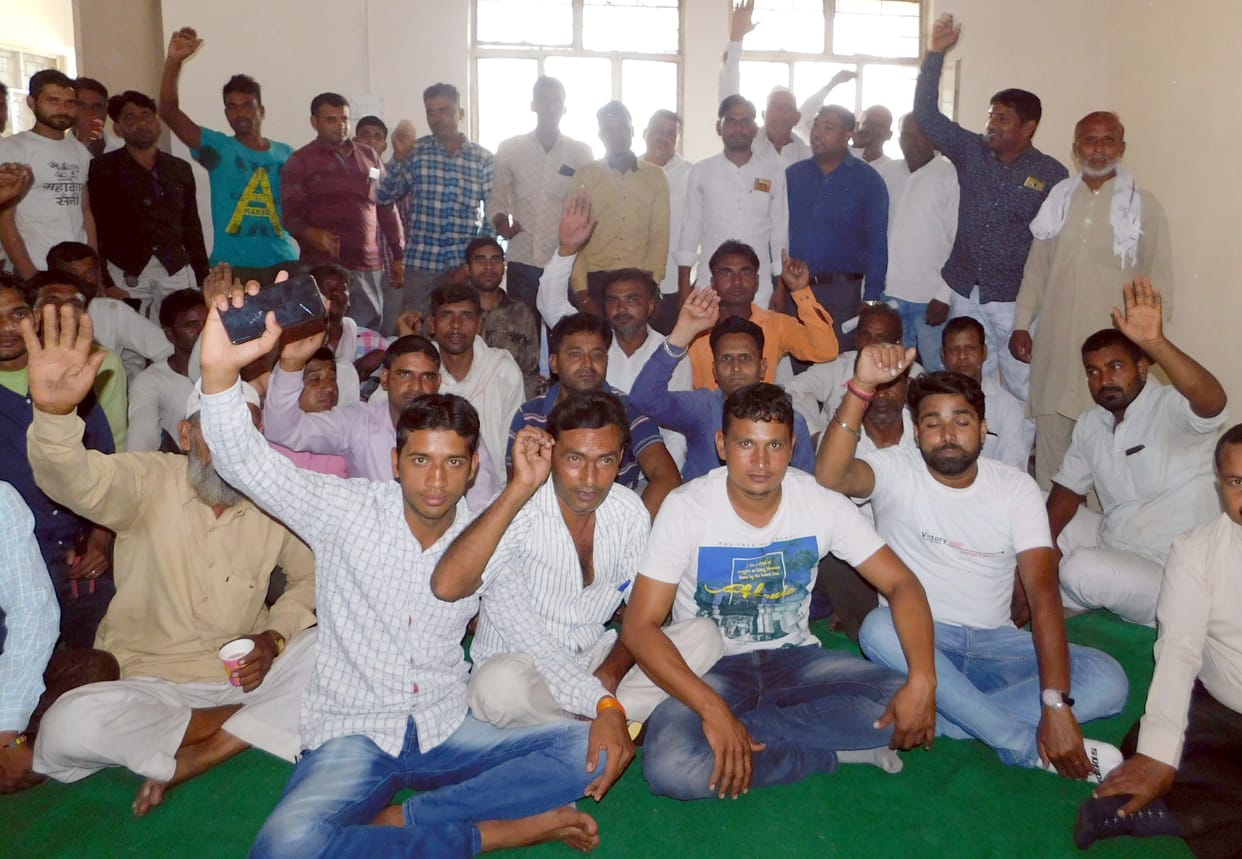 Contract workers on strike to protest