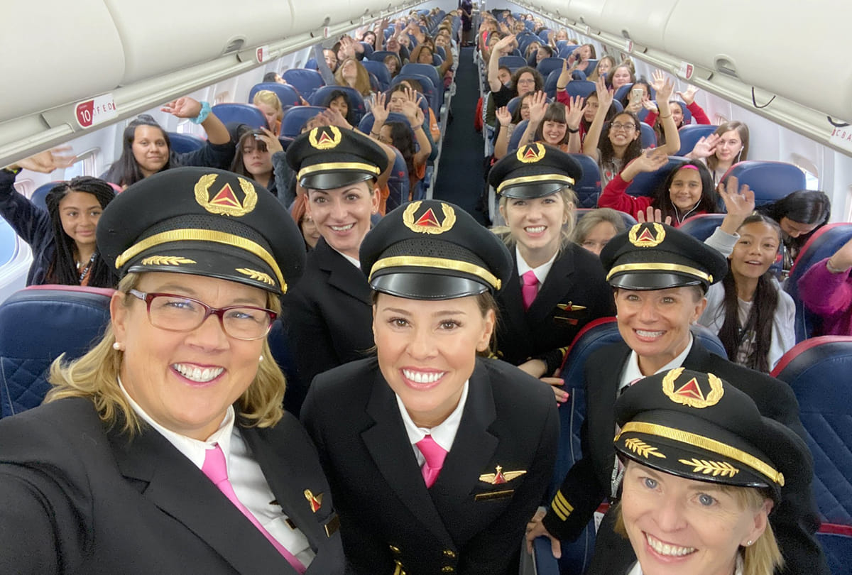 An all female Delta team flew 120 girls to NASA to get them excited about aviation careers