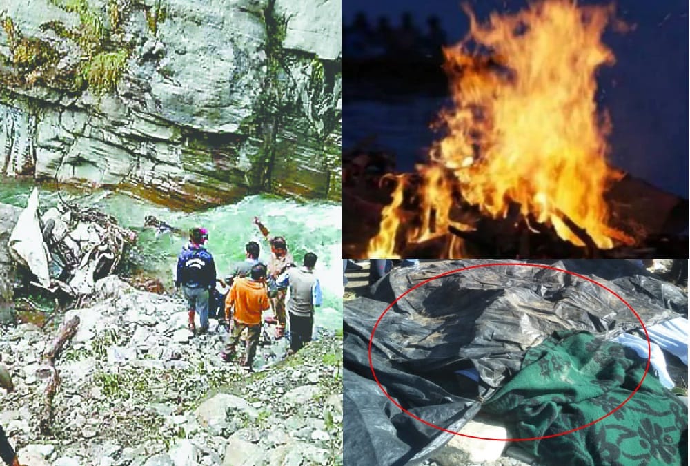 Eight Dead Bodies Funeral Together After Max fall into river in chamoli