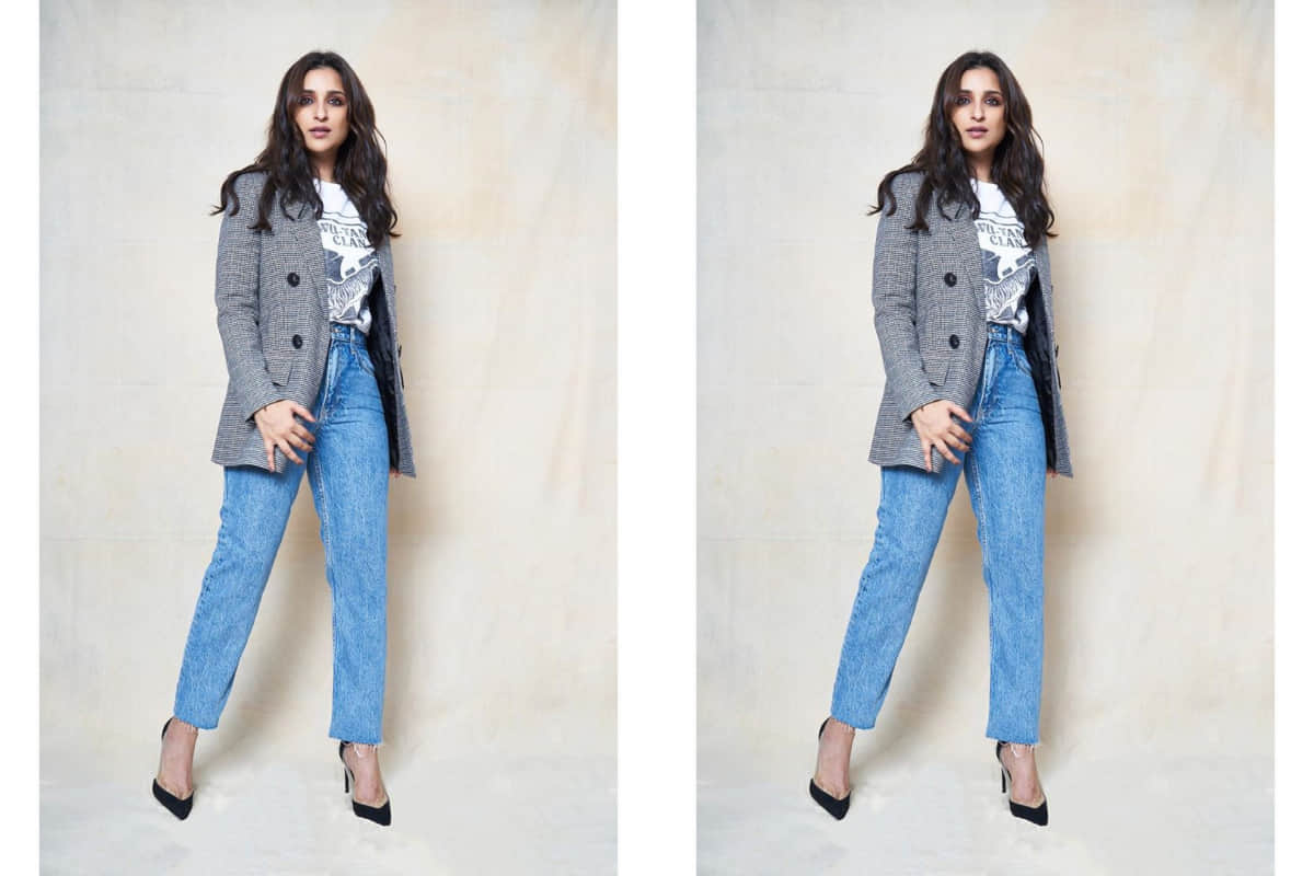 parineeti chopra gives high end fashion goals like sister priyanka chopra in navy blue pantsuit
