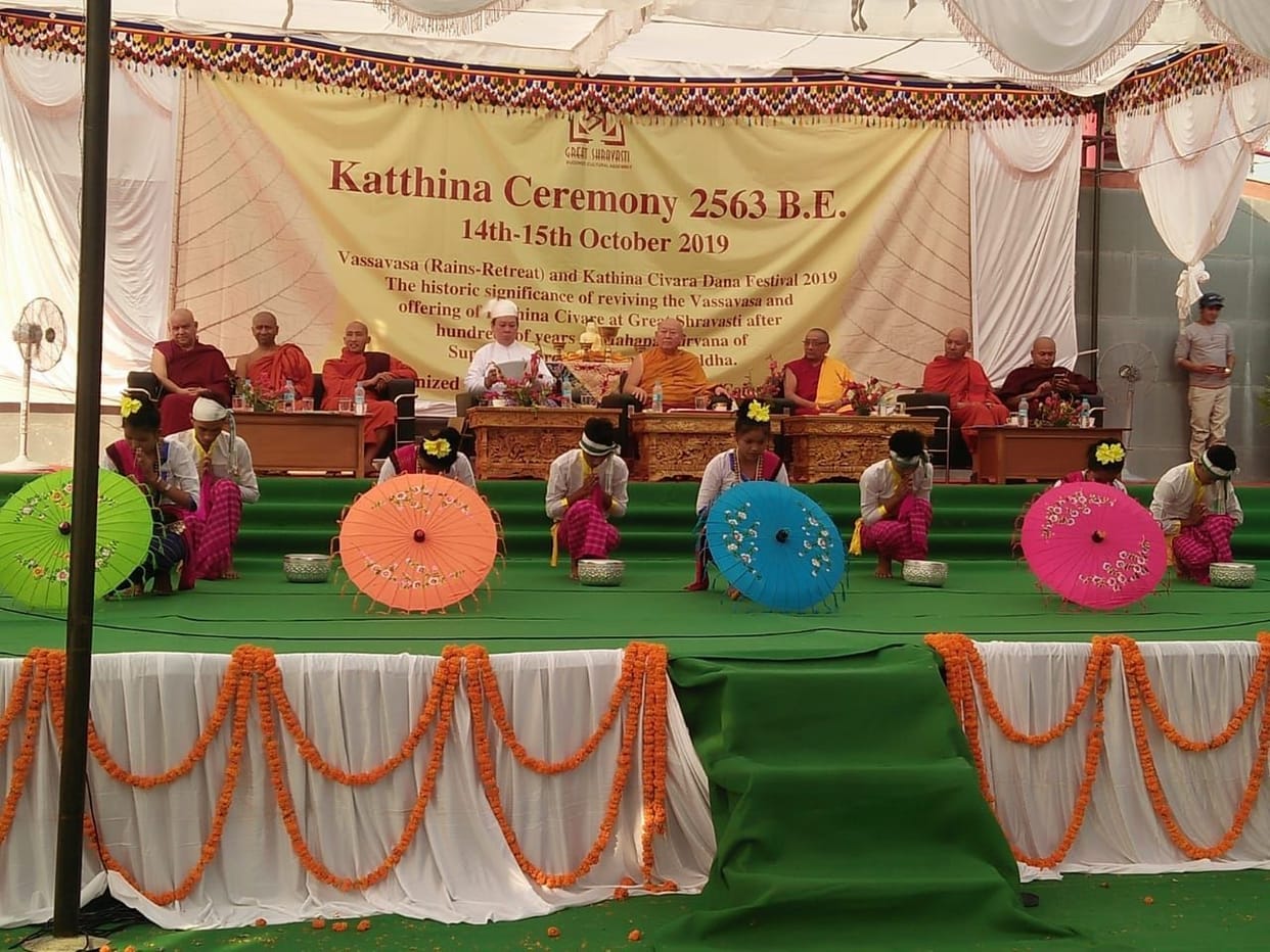 Buddhist followers engaged in concluding worship at Taposthali