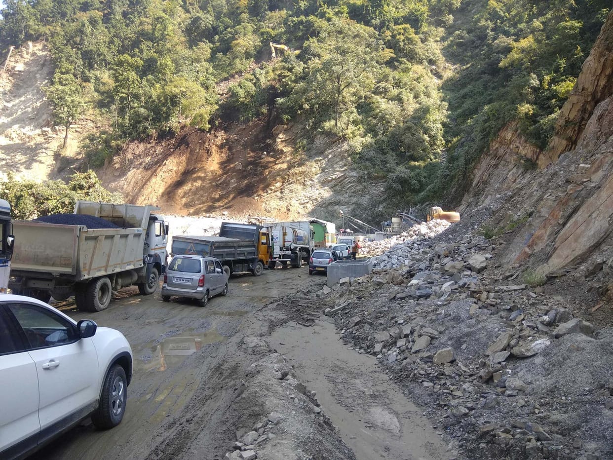 National highway remained closed for three hours throughout the day due to cutting